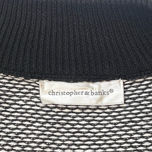 $5 ADD ON with $15+ Bundle Full Zip Cotton Cardigan Sweater Black White EUC - Picture 4 of 10